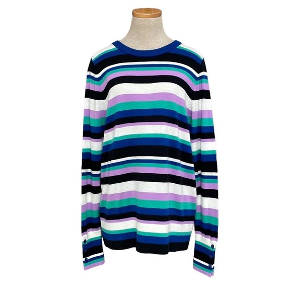 Halogen Sweaters - Halogen Lightweight Sweater Stripes Pink Blue Size Large L